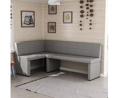 Reboz Eckbank Küchenbank 128 x 168 cm aus Kunstleder Sitzecke (Grau, 128x168cm Links)