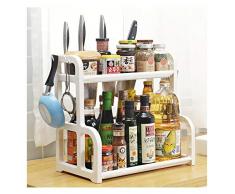 Qisiewell Gewürzregal Weiß Praktischer Gewürzständer für Küchenschrank und Arbeitsfläche für Ordnung in der Küche Ausziehbarer aus PP Kunststoff auf 2 Ebenen (52 * 24 * 39cm)
