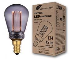greenandco® Vintage Design LED Lampe zur Stimmungsbeleuchtung E14 ST45 Edison Glühbirne 2W 45lm 2000K smoke extra warmweiß 320° 230V flimmerfrei nicht dimmbar 2 Jahre Garantie