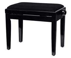 Classic Cantabile Pianobank Schwarz-Hochglanz (Höhenverstellbar von 47-56cm, Spindelmechanik, Sitzfläche 55 x 32cm, schwarzer Velourbezug, stabil)