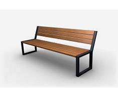 Parkbank Gartenbank Stahl Massiv Holz Palisander Gestell Gartenmöbel Modern Sitzbank (02004)