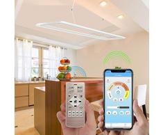 EYLM Dimmable LED Deckenleuchte, höhenverstellbare Kronleuchterleuchte Pendelleuchten mit Handy App und Fernbedienung, 45W Hängeleuchten für Esszimmer, Wohnzimmer, Büro, Küche, Restaurant