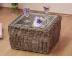 moebel direkt online Beistelltisch _ Rattantisch _ Tisch mit Glasplatte _ Sicherheitsglas Rattan braun