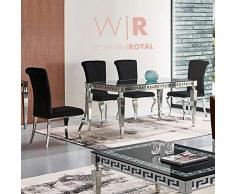 Rom Barock Designer Esstischstuhl Esszimmerstuhl Essstuhl Esszimmer Stuhl Edelstahl Schwarz Kunstleder