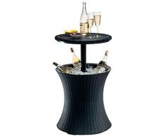 ZXL 2-in-1-Kühler-Stehtisch, Partytisch Coffee Garden Patio Ice Box, Eiskübel, Rattan-Stil außerhalb der Aufbewahrungsbox