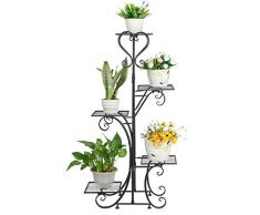 GODNECE Blumentreppe 5 Ebenen, Blumentreppe Metall Retro Pflanzentreppe Groß Draußen Innen Blumenregal Mehrstöckig, 50 x 25 x 106cm