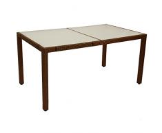 Gartentisch 150x90cm Polyrattan braun Glasplatten Rattantisch Glastisch Terrasse