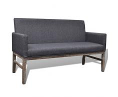 Festnight Sofa Sitzbank Loungebank Polsterbank Sitzmöbel Stoffbezug Holzrahmen mit Rückenlehne Dunkelgrau