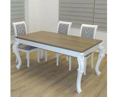 Esszimmertisch weiß Hochglanz Barock Orientalisch Antik - sehr Kratzfest - perfekt geeignet als Esstisch/Wohnzimmertisch - Made in Germany (160x90x75cm Eiche)