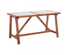 vidaXL Akazienholz Massiv Garten Esstisch Gartentisch Terrassentisch Balkontisch Holztisch Tisch Gartenmöbel Mosaik 140x70x75cm Fliesenplatte