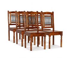 honglianghongshang Stühle Esszimmerstühle Esszimmerstühle 6 STK. Massivholz m. Sheesham-Finish
