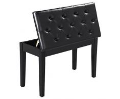 Yaheetech Klavierbank mit Notenfach Klavierhocker Pianobank Piano-Sitzbank schwarz Länge 75 CM für 2 personen