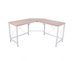 HOMCOM Computertisch L-Form Eckschreibtisch Winkelschreibtisch MDF Natur 150 x 150 x 76 cm