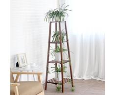 Support de fleur arc-en-ciel Blumenständer, Regenbogenregal, Blumenregal, 4 Etagen, Balkon, Blumenregal, Grün, Multi-Regal, Verkaufsständer aus Holz, Mobile Pflanze