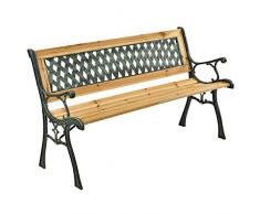 ArtLife 2-Sitzer Gartenbank Pisa aus lackiertem Holz & Gusseisen | naturbelassen | Rückenlehne + Armlehnen | Sitzbank Holzbank Gartenmöbel