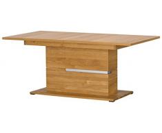 Furniture24 Tisch, Säulentisch, Esstisch Torino ausziehbar, Eiche Massiv