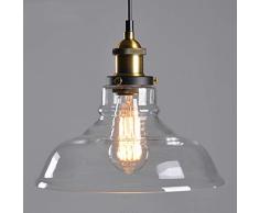 Louvra Industrielle Vintage Pendelleuchte Loft Retro Hängelampe LED Kronleuchter aus Eisen + Glas 1*E27 Leuchtmittel für Restaurant Keller Café Wohnung Küche Bar (keine Lichtquelle enthalten) (s6)