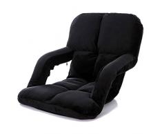 GYlry GY Bodenstuhl, 5-Fach Verstellbare Rückenlehne, Tragbarer Liegesitz Mit Armlehne Für Tribünen Oder Bänke, Klappbares Sofa 7 Farben (Farbe : SCHWARZ)