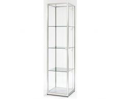 BST Säulenvitrine - Höhe 2000 mm, 1 Drehtür - BxT 500 x 500 mm, silber eloxiert - Ausstellungsvitrine Glasvitrine Präsentation Sortimentskasten Standvitrine Vitrine Vitrinenschrank Vitrinenschränke
