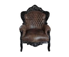 Barocksessel KingsChair schwarz braun Wildlederoptik