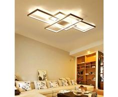 Wohnzimmerlampe Modern LED Decke Dimmbar Acryl Lampenschirm Deckenleuchte Chic Eckig Designer-Lampe Esszimmer Esstischlampe Fernbedienung Pendelleuchte Küche Landhaus Flur Leuchten, White Frame