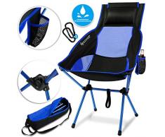 Kesser® Campingstuhl faltbar klappbar mit hoher Rückenlehne tragbar Angel Stuhl Camping Stuhl Faltstuhl bis 120 kg Strandstuhl Angelstuhl Klapphocker mit Getränkehalter, Outdoor Stuhl, Blau