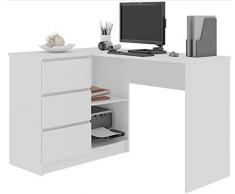 Megaastore Eckschreibtisch mit Regal und 3 Schubladen, Weiss Links