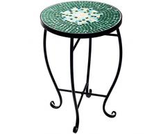 D4P Display4top Runder Mosaik Beistelltisch Blumenständer Gartentisch Mosaiktisch für Balkon Garten Metall,52 × 34.8cm (Grün)