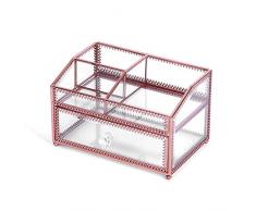 IStorage Glas Doppelschicht Aufbewahrungsbox, (handgefertigte personalisierte Home Decor) kosmetische Schmuck Organizer, Tischvitrine