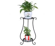 iVansa Metall Blumenständer, Pflanzenregal mit 2 Ebenen Blumentreppe für 2 Blumentopfe Blumenregal Dekoration für Haus/Garten/Terrasse/Flur, 60×33×33 cm
