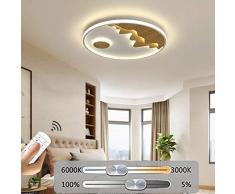 LED Wohnzimmerlampe Ring Holz Deckenleuchte, Dimmbar Deckenlampe, Schlafzimmer Decken Licht, Holzlampe Rund Designer-Lampe, Fernbedienung Decken Esstischlampe Küche Deko Landhaus Flur Leuchten, 36W