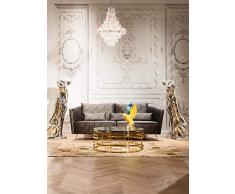 Kare Couchtisch Jupiter, 80555, runder moderner Wohnzimmertisch mit Glasplatte, großer Sofatisch, gold (H/B/T) 40x100x100cm