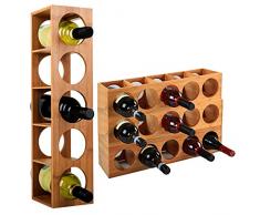 WOLTU Bambus Weinregal Weinflaschenregal für 5 Flaschen Stapelbar RG9260br-a