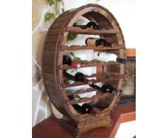DanDiBo Weinregal aus Holz für 24 Flaschen Weinfass Braun gebeizt Bar Flaschenständer Fass Regal