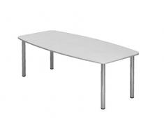 Besprechungstisch KT-Serie DR-Büro - Maße 220 x 103/83 cm - Tischsystem in 7 Farbvarianten - Tischfuß verchromt, rund - Meetingtisch Höhe einstellbar 72-74 cm, Farbe:Weiss