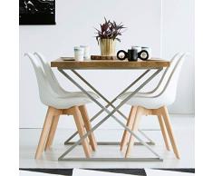 VADIM 4er Set Esszimmerstühle Skandinavischer Küchenstuhl in Weißen mit Massivholz Eiche Bein Kunstlederkissen, Design Modern Wohnzimmerstühle, Esszimmer Holzbeine Stühle, Bürostühle