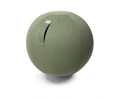 VLUV SOVA Stoff Sitzball 60-65cm, ergonomisches Sitzmöbel, atmungsaktiv und langlebig, mit Tragegriff und Bodenring, inkl. Handpumpe, Farbe: Pesto (grün)