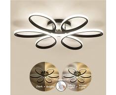 Modern LED Deckenleuchte Acryl Aluminium Lampenschirm Deckenlampe Wohnzimmer Esszimmer Schlafzimmer Küche Deckenleuchten mit Fernbedienung Blume-Shape Beleuchtung Design Dimmbar 75W (Schwarz)