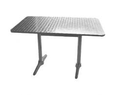 Bolero u432 rechteckig Säulentisch, Edelstahl Top und Aluminium Rand, 1200 mm x 600 mm, silber