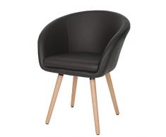 Mendler Esszimmerstuhl Malmö T633, Stuhl Lehnstuhl, Retro 50er Jahre Design ~ Kunstleder, braun