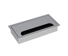 Aluminiumlegierung Tisch TV Schreibtisch Rechteck Draht Kabeltülle Loch Abdeckung Outport Port mit Schwarzer Bürste Kabeltülle Silber