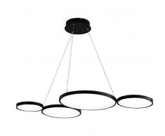QHY Led 90W Pendelleuchte Moderne 4 Ring Design Hängelampe Wohnzimmer Anhänger Esstischlampe Deckenbeleuchtung Lampe Auminium Und Silikagel,Schwarz,A