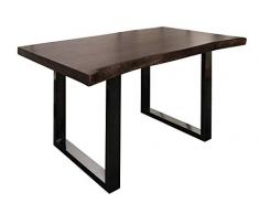 MASSIVMOEBEL24.DE Baumtisch Akazie 140x90x79 braun lackiert/U-Beine anthrazit glänzend Freeform 5