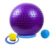 Massage Yoga Gymnastikball mit Stabilität Basis / Pump 65cm Eignung-Kugel Flexible Sitz verbessert die Balance Kernkraft Posture Ball Chair Secure Anti-Burst-Rutschhemmende Massagekugel,Lila
