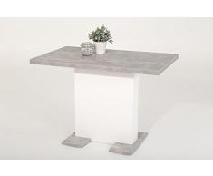 moebel-store24 Esstisch Säulentisch BREH ausziehbar in Betonoptik/Weiß