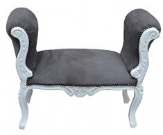 Casa Padrino Barock Schemel Hocker Grau/Weiß - Sitzbank - Antik Stil