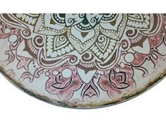 elbmöbel Beistelltisch Couchtisch Paisley Mehrfarbig weiß braun rund Tisch aus Holz im Shabby chic Look Vintage Durchmesser Ø 50cm