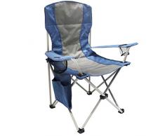 Homecall Camping-Klappstuhl mit Seitentasche - (Grau/Blau)