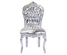Casa Padrino Barock Esszimmer Stuhl Silber Lederoptik/Silber - Antik Stil Möbel