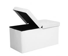 SONGMICS 80 L Sitzbank Sitzhocker Faltbare Sitztruhe belastbar bis 300 kg 76 x 38 x 38 cm weiß LSF45WT
